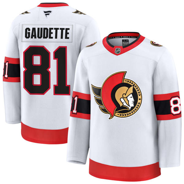 Men's Ottawa Senators #81 Adam Gaudette Fanatics White Away Premium Jersey
